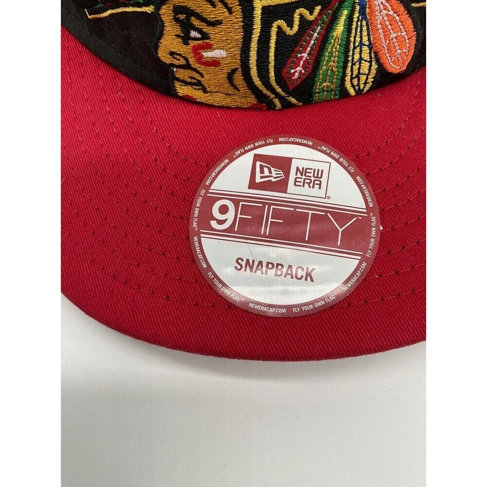 New Era 9Fifty Chicago Blackhawks Snapback Hat Raised Embroidery Logo OSFM
